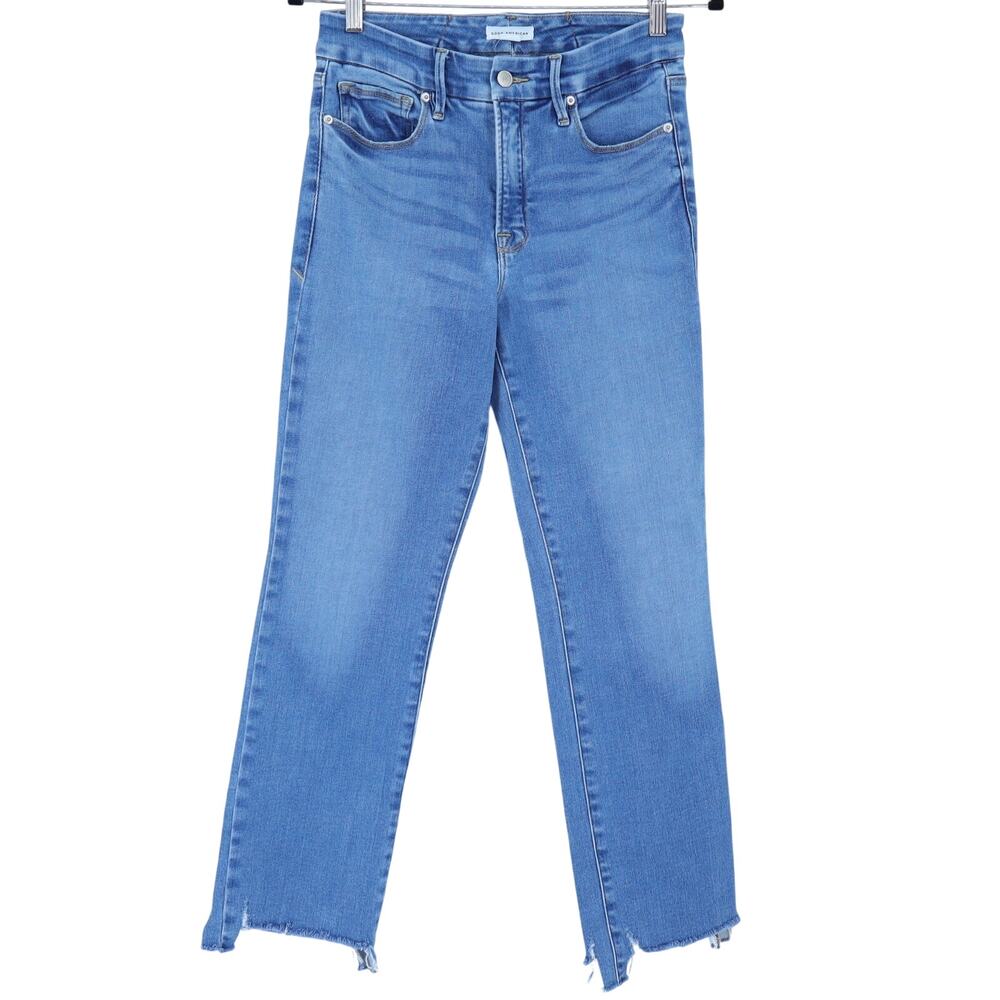 GOOD AMERICAN Good Legs Straight Jeans Indigo514 Blue High Rise Women's 4/27